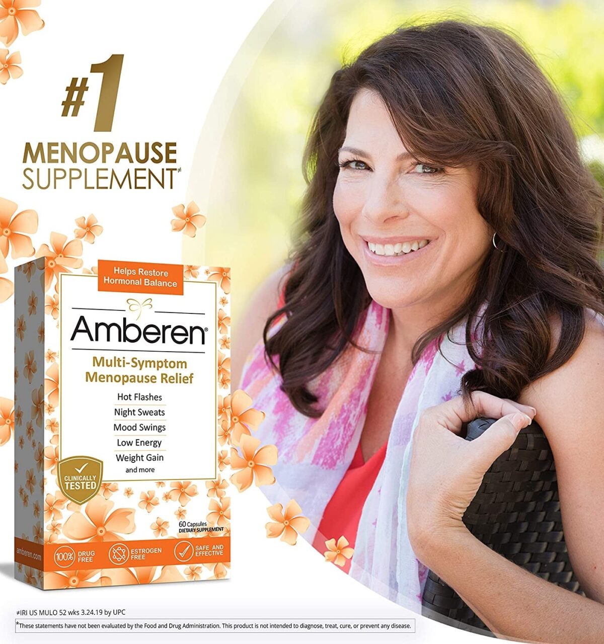 Amberen: Safe Multi-Symptom Menopause Relief. Clinically Shown to Relieve 12 Menopause Symptoms: Hot Flashes, Night Sweats, Mood Swings, Low Energy and More. 1 Month Supply