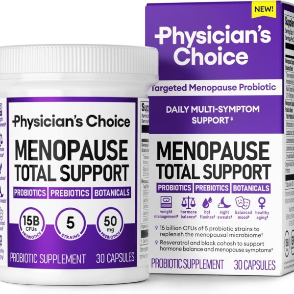 Menopause Probiotic Support for Women - Hormone Balance, Hot Flashes, Weight Management - 30 Capsules