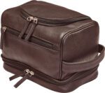 "Luxurious Leather Toiletry Bag - Stylish Dopp Kit for Men and Women - Ultimate Travel Companion for Toiletries and Shaving"