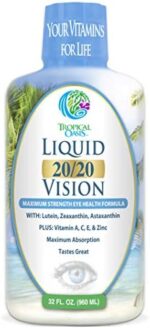 Liquid 20/20 Vision - Eye Vitamin Formula W/20Mg Lutein, 4Mg Zeaxanthin, 4Mg Astaxanthin for Vision Support –Max Absorption- Great Taste & No Pills to Swallow– 32 Serv, 32Oz