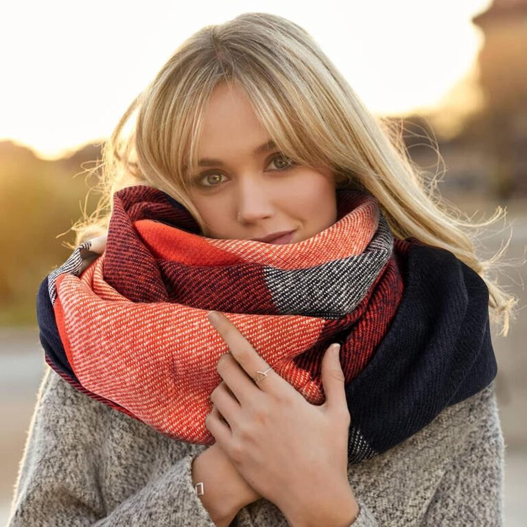 "Stay Cozy and Chic with Loritta Women's Plaid Scarf - Stylish Long Shawl Wrap for Winter, Perfect Gift for Her!"