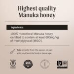 Manukora Raw Manuka Honey MGO 600+ from New Zealand, Non-Gmo, Monofloral, Traceable from Hive to Hand, Daily Immune Support - 250G (8.8 Oz)