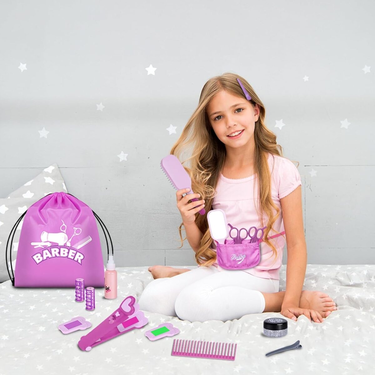 "Ultimate Hair Salon Experience for Girls - 26 Piece Realistic Beauty Playset with Blow Dryer, Stylist Accessories, and More!"