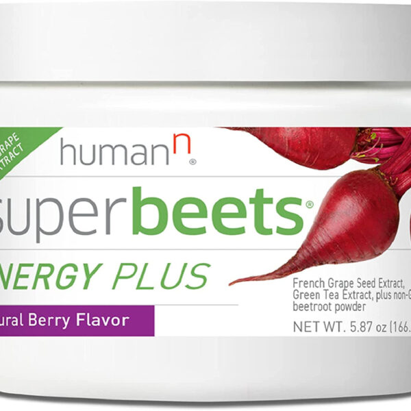 Humann Superbeets Energy plus with Grape Seed Extract - Includes Beet Root Powder, Green Tea Extract, Caffeine, Vitamin C - Non-Gmo Superfood Supplement - 5.87Oz