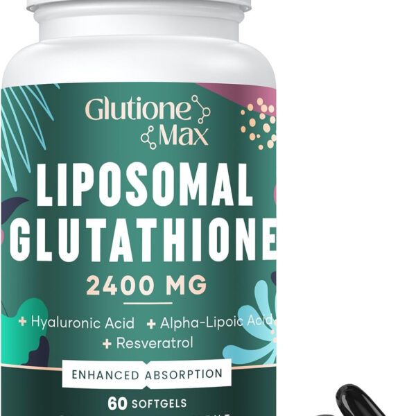 2400MG Liposomal Glutathione | Max Absorption | Glutathione Supplement with Hyaluronic Acid, Resveratrol, L - Glutathione Reduced, Non - GMO Antioxidant for Aging Defense, Energy, 60 Softgels