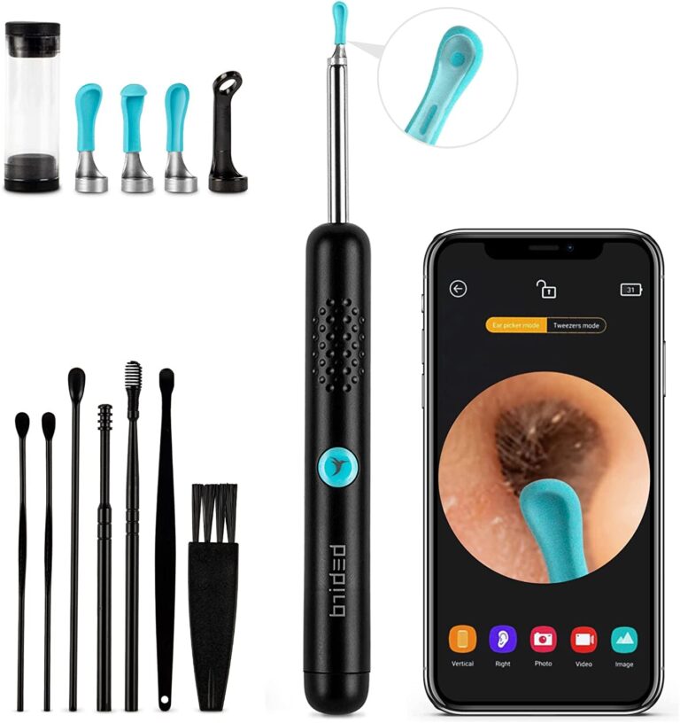 Ear Wax Removal Tool Camera - R1 Upgraded Anti-Fall off Eartips Ear Cleaner with Camera, Wireless Otoscope with 1080P HD Waterproof Ear Camera, Earwax Removal Kit for Iphone, Android, Black