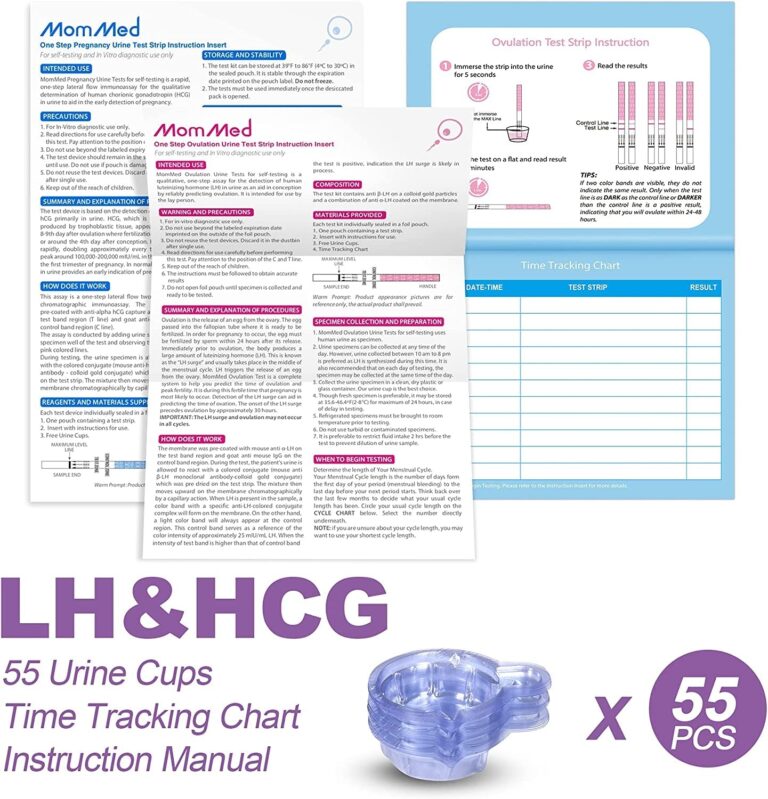 Mommed Ovulation Test Kit (HCG15-LH40), 15 Pregnancy & 40 Ovulation Test Strips with 55 Urine Cups Reliable & Quick Early Pregnancy Test