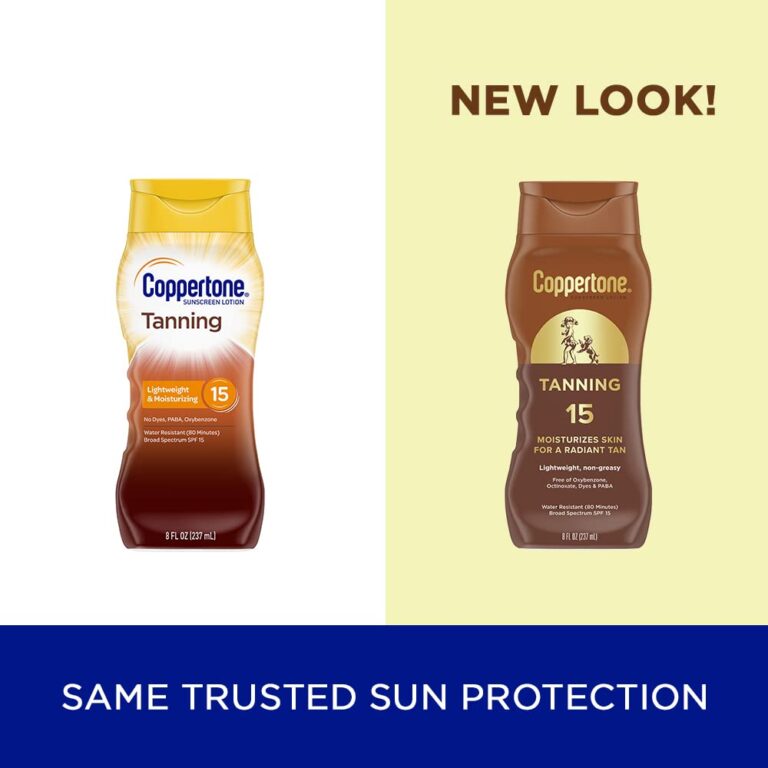 Coppertone Tanning Sunscreen Lotion, Water Resistant Body Sunscreen SPF 15, Broad Spectrum SPF 15 Sunscreen, 8 Fl Oz Bottle