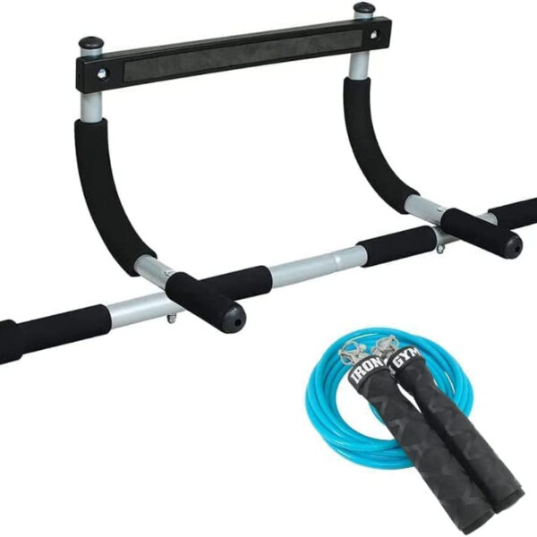 Iron Gym Pull-Up Bar - Total Upper Body Workout Bar for Doorway, Adjustable Width Locking, No Screws Portable Door Frame Horizontal Chin-Up Bar, Fitness Exercise