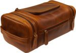 "Luxurious Leather Toiletry Bag - Stylish Dopp Kit for Men and Women - Ultimate Travel Companion for Toiletries and Shaving"