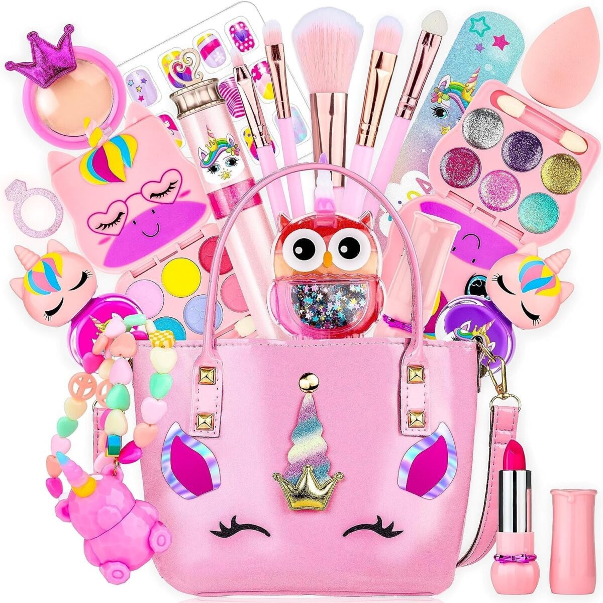 "Princess Glamour Makeup Kit for Girls - Perfect Christmas Birthday Gift! Includes Washable Cosmetics, Stylish Bag, and Beauty Essentials for Ages 4-10"