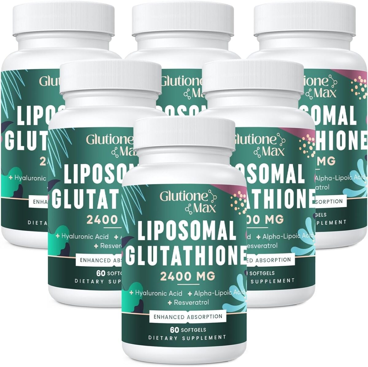 2400MG Liposomal Glutathione | Max Absorption | Glutathione Supplement with Hyaluronic Acid, Resveratrol, L - Glutathione Reduced, Non - GMO Antioxidant for Aging Defense, Energy, 60 Softgels