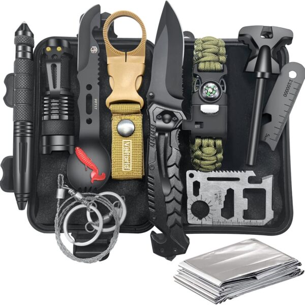 "Ultimate Survival Kit: The Perfect Gift for Adventurous Men - 12-in-1 Gear and Equipment Set for Fishing, Hunting, and More! Ideal for Christmas, Birthdays, and Stocking Stuffers!"