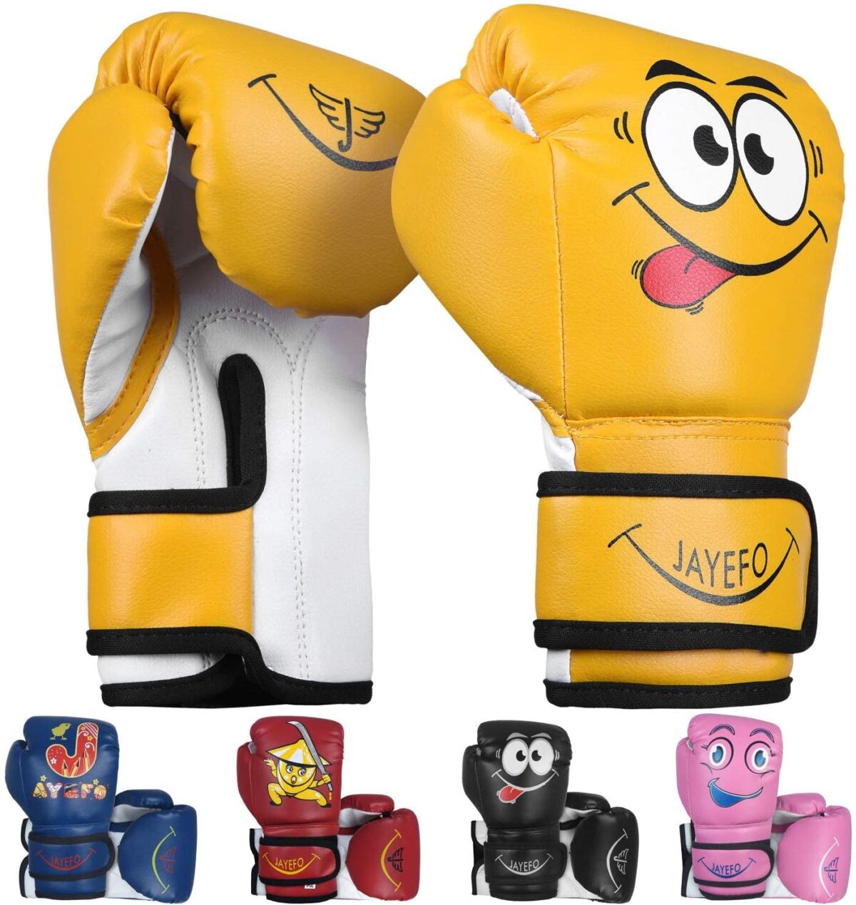 Jayefo Boxing Gloves for Kids & Children - Youth Boxing Gloves for Boxing, Kick Boxing, Muay Thai and MMA - Beginners Heavy Bag Gloves for Heavy Boxing Punching Bag - 4 and 6 Oz - Black