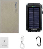 "Ultimate Outdoor Power Solution: Durecopow Solar Charger - 20000mAh Waterproof Power Bank with Dual USB Ports, LED Flashlight, and Compass - Never Run Out of Power on Your Adventures! (Blue)"