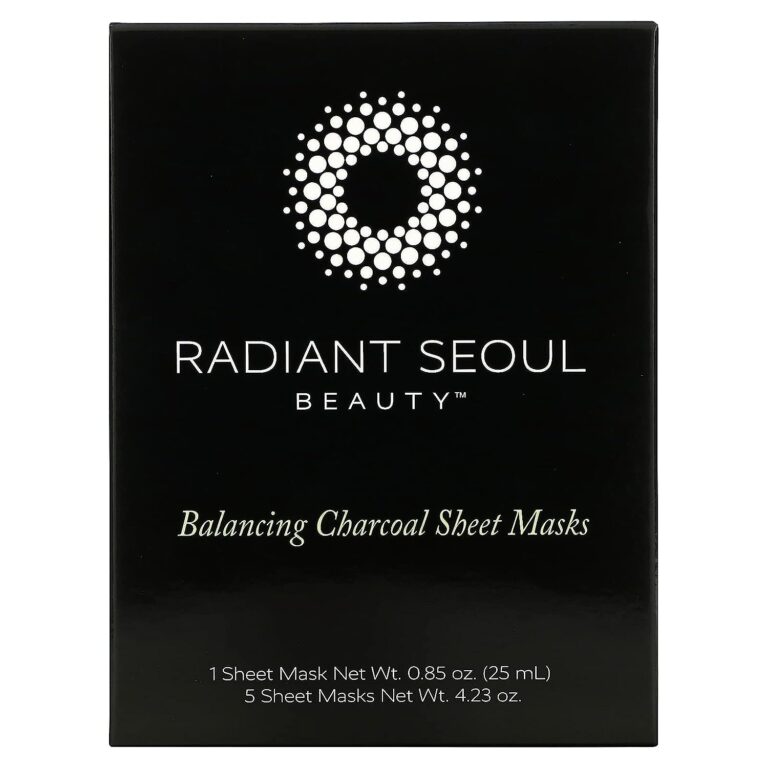 Balancing Charcoal Beauty Sheet Masks, 5 Sheet Masks, 0.85 Oz (25 Ml) Each, Radiant Seoul