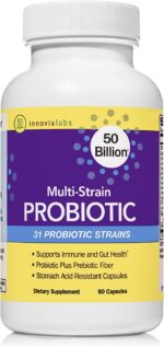 Innovixlabs Multi Strain Probiotic Supplement - for Gut Health, 50 Billion CFU, Probiotics for Women, Probiotics for Men and Adults, Lactobacillus Acidophilus, Prebiotics and Probiotics, 60 Pills