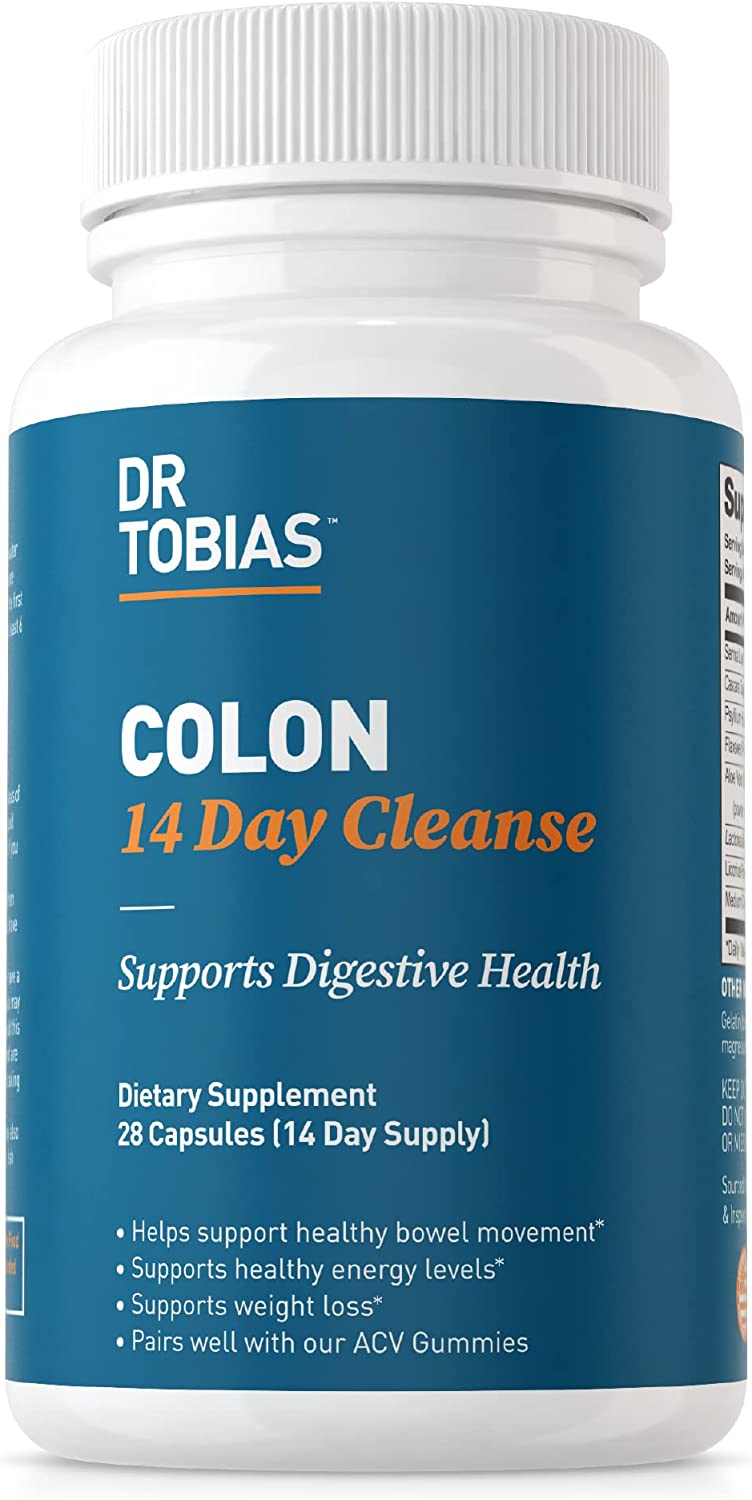 Dr. Tobias Colon 14 Day Cleanse, Advanced Gut Cleanse Detox for Women & Men with Cascara Sagrada, Psyllium Husk & Senna Leaf, Non-Gmo Colon Cleanse, 28 Capsules (1-2 Daily)