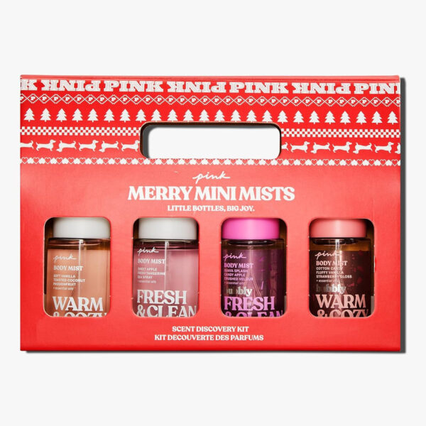 "Victoria's Secret PINK Mini Mist Gift Set: Embrace Warmth, Freshness, and Radiance with 4 Irresistible Scents!"