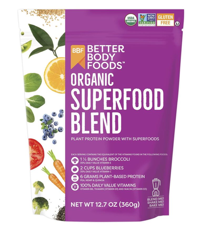 "Boost Your Health with Betterbody Foods Organic Superfood Powder - Packed with Protein, Vitamins C, E, and B12 (12.7 Oz.)"