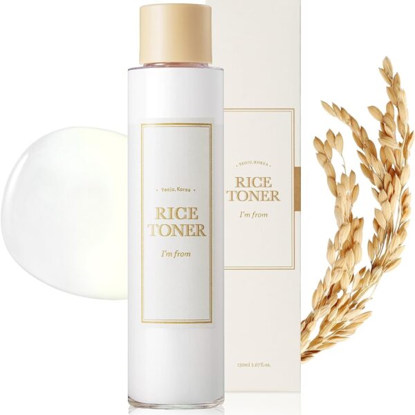 I'M from Rice Toner, 77.78% Rice Extract from Korea, Glow Essence with Niacinamide, Hydrating for Dry Skin, Vegan, Alcohol Free, Fragrance Free, Peta Approved, K Beauty Toner, 5.07 Fl Oz