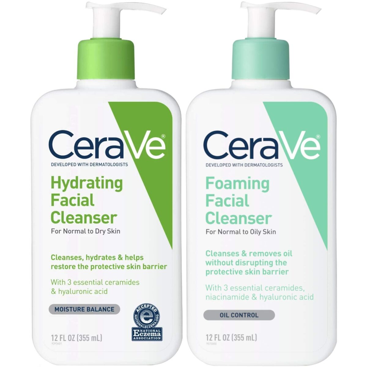 Cerave Foaming Facial and Hydrating Cleanser, 12 Fl Oz (Pack of 2)