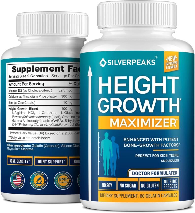 Growth Capsules to Grow Taller - Height Growth Maximizer with Calcium for Bone Strength - Made in USA - Natural Get Taller Supplement to Increase Bone Growth - Free of Growth Hormone