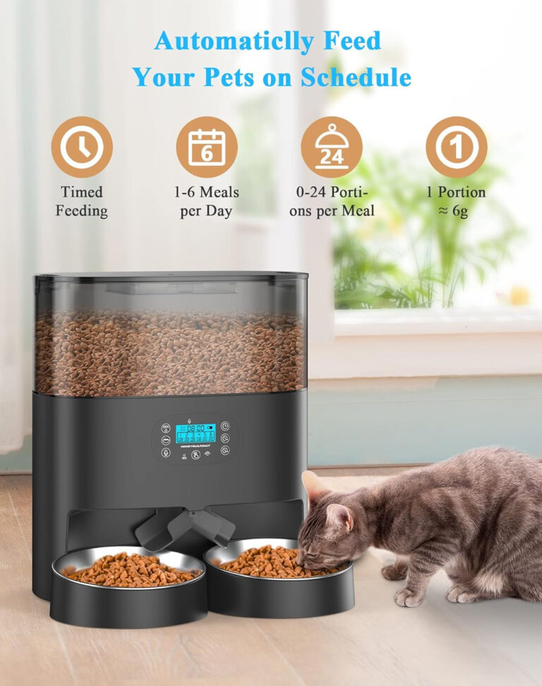 Automatic Pet Feeder with Dual Power Supply and Portion Control for Cats and Dogs