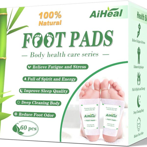 "Revitalize and Refresh with Aiheal Foot Pads - 60 Pcs of Deep Cleansing Foot Pads for Ultimate Foot Care, Stress Relief, and Better Sleep! Experience the Power of Premium Natural Ingredients like Ginger Powder and Bamboo Vinegar!"