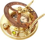 "Exquisite Brass Nautical Sundial Compass - Vintage Antique Design, Perfect Gift in a Beautifully Crafted Box - Timeless Sun Clock and Ship Replica Watch"