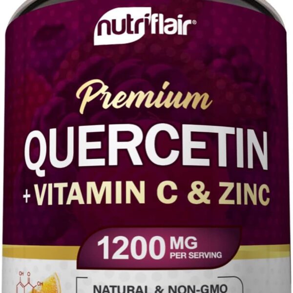 "Boost Immunity and Support Overall Health with Nutriflair Quercetin 1200mg - Powerful Antioxidant Formula with Vitamin C and Zinc, 120 Capsules - Gluten-Free, Soy-Free, Non-GMO - 2-Month Supply!"