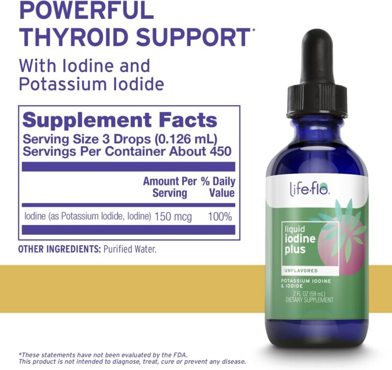 Life-Flo Liquid Iodine plus 150 Mcg, Iodine Supplement for Thyroid Support,* Healthy Energy & Metabolism Formula* with Iodine & Potassium Iodide, Unflavored Liquid Drops, Approx. 450 Servings, 2 Fl Oz