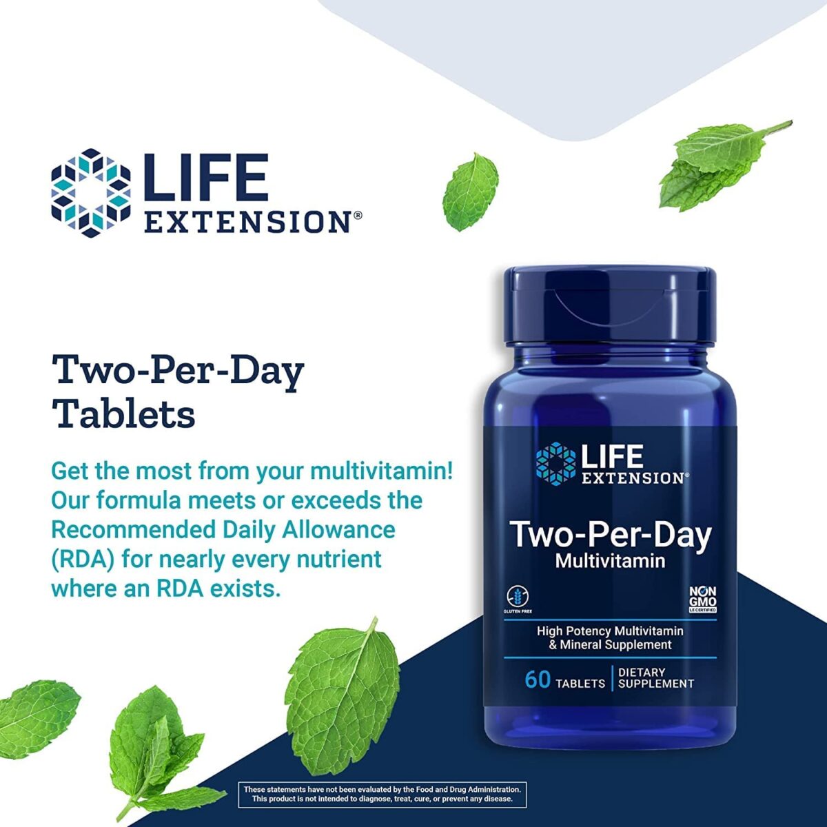 Life Extension Two-Per-Day High Potency Multi-Vitamin & Mineral Supplement - Vitamins, Minerals, Plant Extracts, Quercetin, 5-MTHF Folate & More - Gluten-Free - Non-Gmo - 120 Tablets