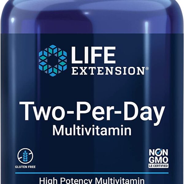 Life Extension Two-Per-Day High Potency Multi-Vitamin & Mineral Supplement - Vitamins, Minerals, Plant Extracts, Quercetin, 5-MTHF Folate & More - Gluten-Free - Non-Gmo - 120 Tablets