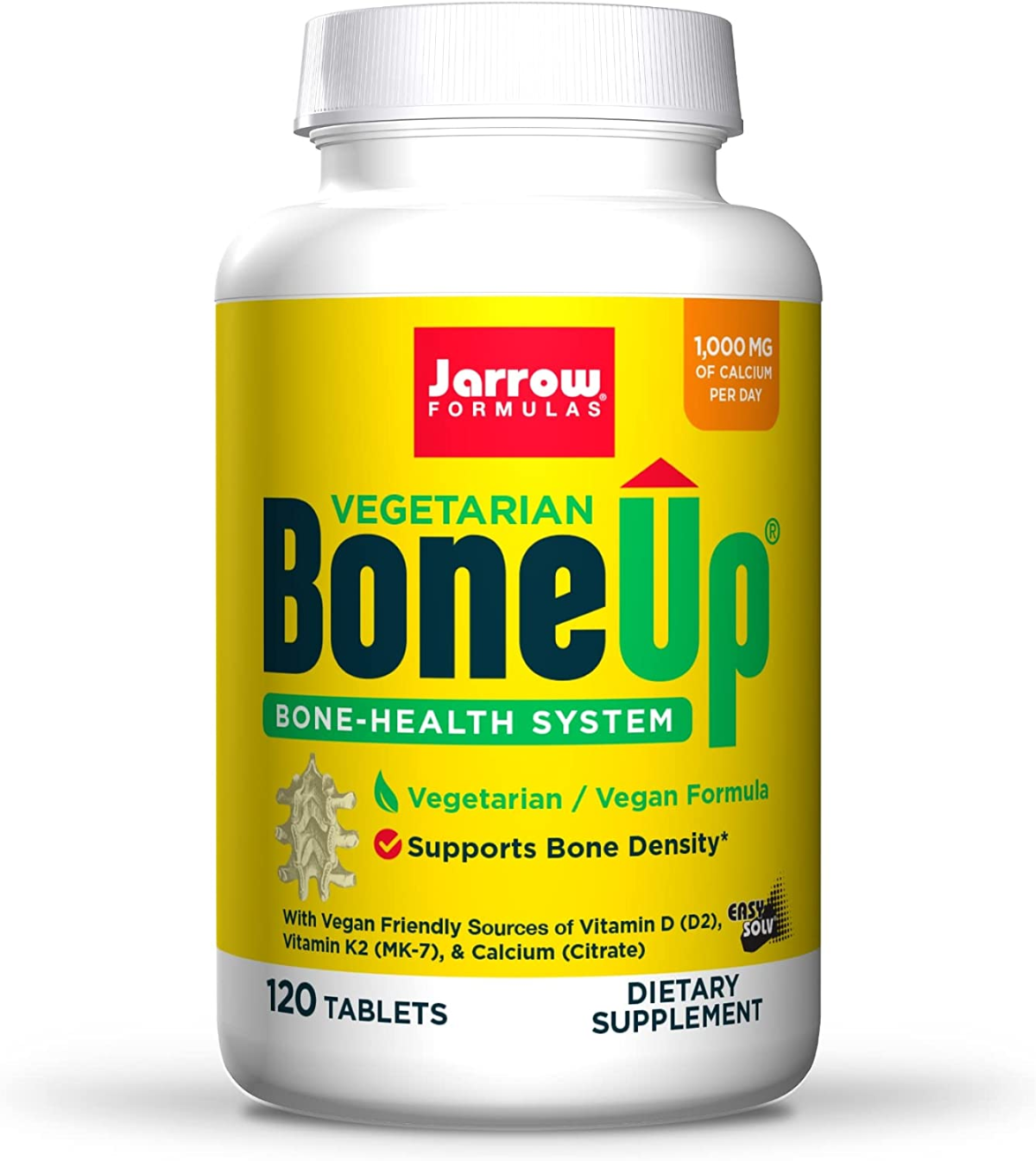 Jarrow Formulas Boneup Vegetarian - 120 Tablets - Vegetarian/Vegan Supplement for Bone Health - Vegan-Friendly Sources of Vitamin D3, Vitamin K2 (As MK-7) & Calcium - 60 Servings