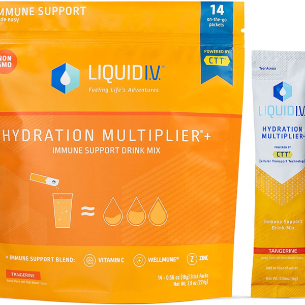 Liquid I.V. Hydration Multiplier + Immune Support, Easy Open Packets, Fresh Tangerine Flavor | 14 Sticks