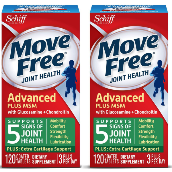 Move Free Advanced plus MSM with Glucosamine & Chondroitin , 120 Count (Pack of 2)