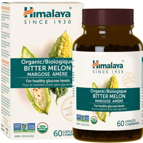 Himalaya Organic Bitter Melon / Karela for Balanced Blood Sugar Support, 660 Mg, 60 Caplets, 1 Month Supply