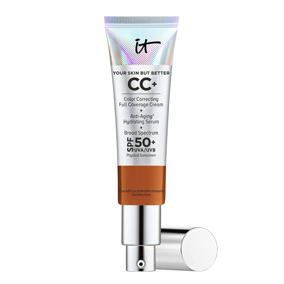 IT Cosmetics Your Skin but Better CC+ Cream, Light (W) - Color Correcting Cream, Full-Coverage Foundation, Hydrating Serum & SPF 50+ Sunscreen - Natural Finish - 1.08 Fl Oz