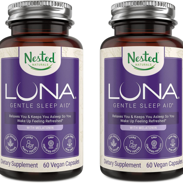 Luna #1 Bedtime Supplement - Naturally Sourced Ingredients for Easier Bedtime - 60 Non-Habit Forming Vegan Capsules - Herbal Supplement, Valerian Root, Chamomile Non-Gmo (Melatonin Free)