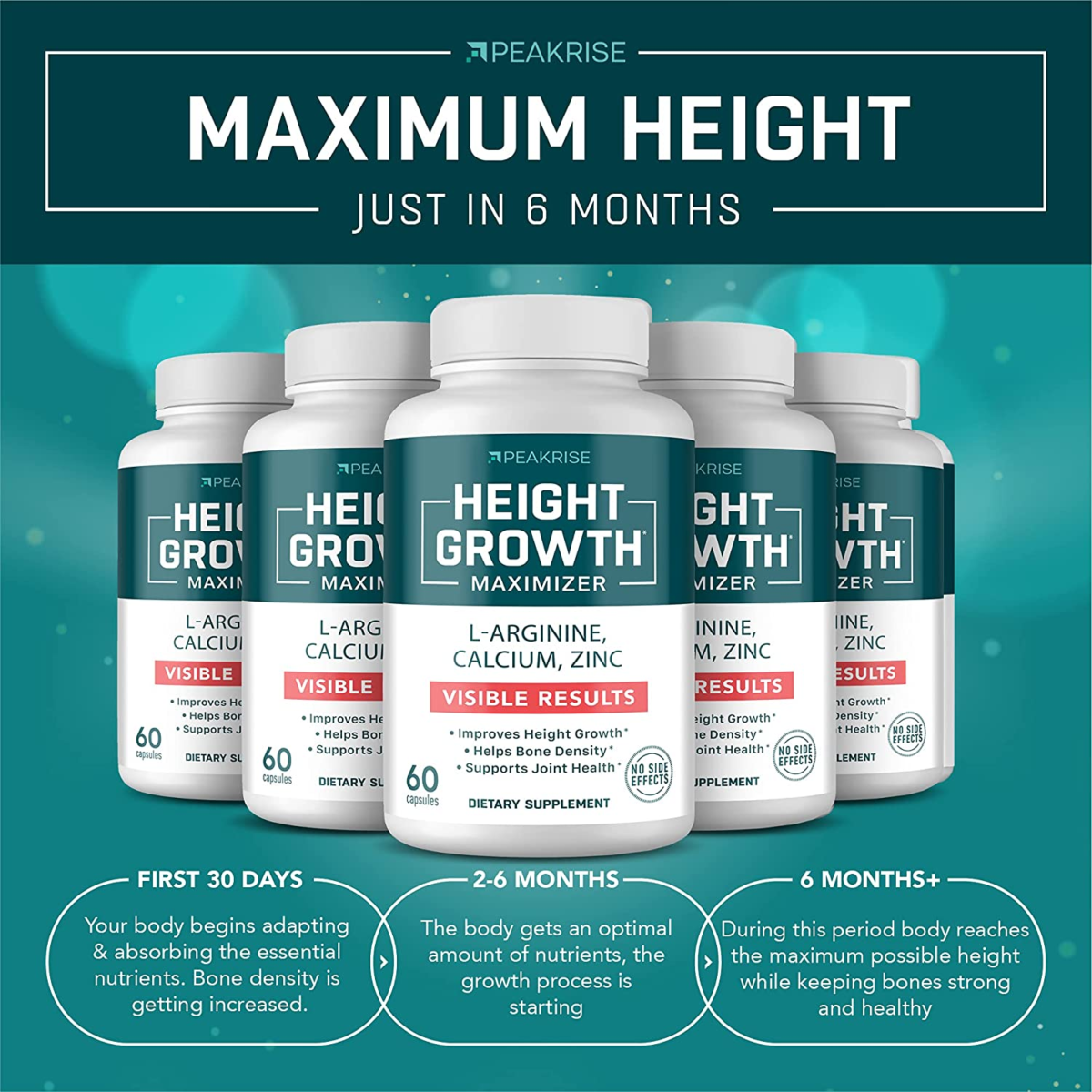 Height Growth Maximizer - Made in USA - Calcium, Vitamin D3 & Zinc Blend to Grow Taller - Height Growth Pills for Kids & Adults - Bone Strength & Density Support - Height and Bone Growth Supplement