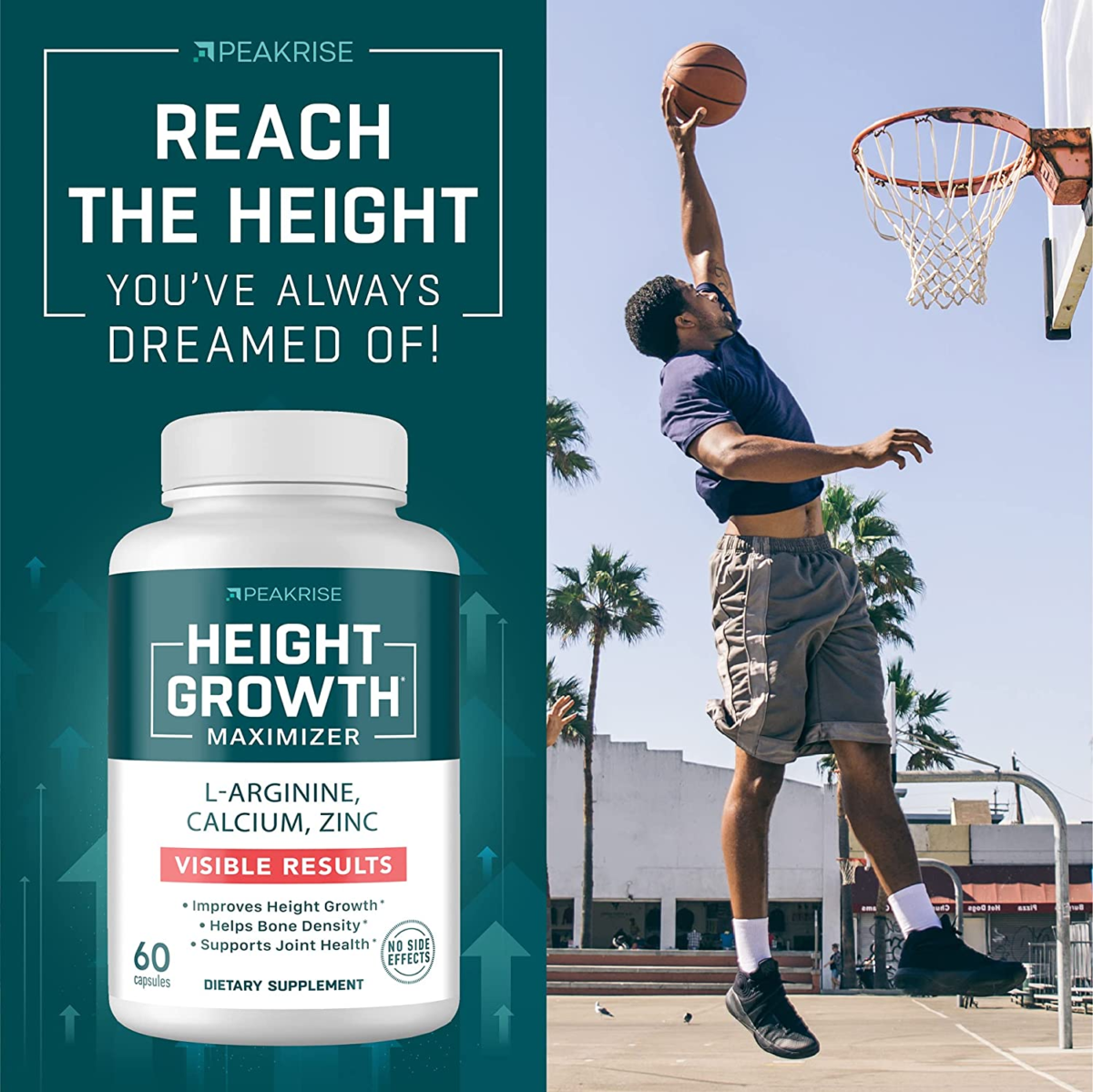 Height Growth Maximizer - Made in USA - Calcium, Vitamin D3 & Zinc Blend to Grow Taller - Height Growth Pills for Kids & Adults - Bone Strength & Density Support - Height and Bone Growth Supplement