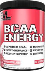 "Maximize Muscle Recovery and Endurance with EVL Bcaas Amino Acids Powder - Energize Your Workouts and Enhance Lean Growth - Refreshing Orange Mango Flavor"