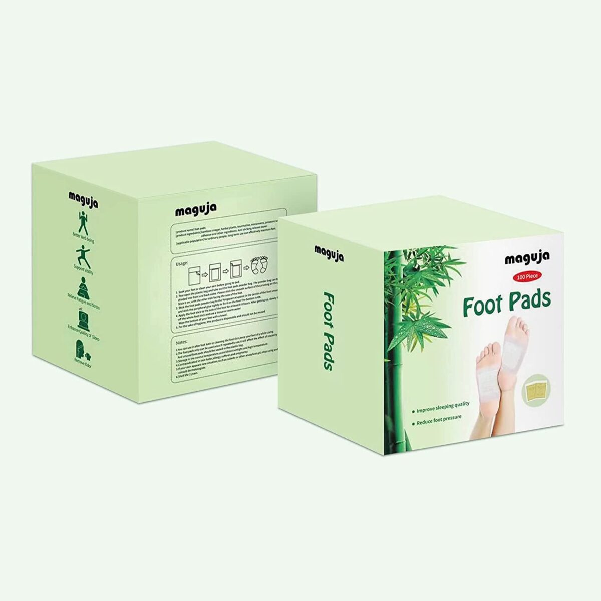 100Pads Foot Pads | Natural Bamboo Vinegar Ginger Powder Foot Pads | Deep Cleansing Foot Paches for Stress Relief, Better Sleep Suitable for Travel or Home Use