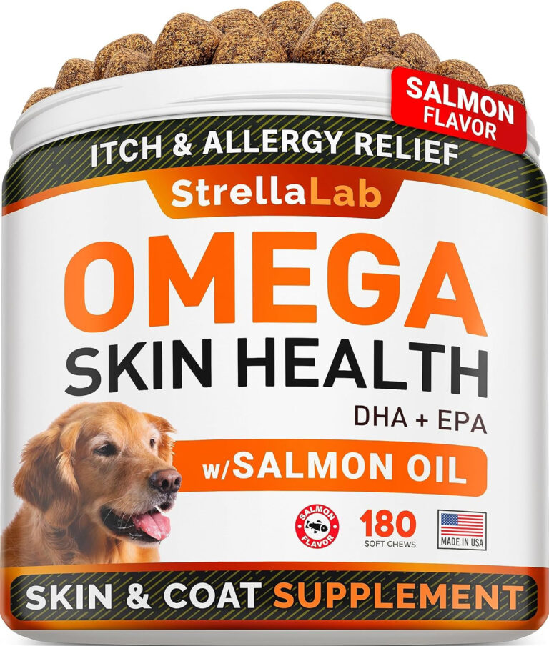 Fish Oil Omega 3 Treats for Dogs - Allergy and Itch Relief - Skin and Coat Supplement - Joint Health - Wild Alaskan Salmon Oil - Shedding, Itchy Skin Relief - Omega 3 6 9 - EPA & DHA - 180 Treats