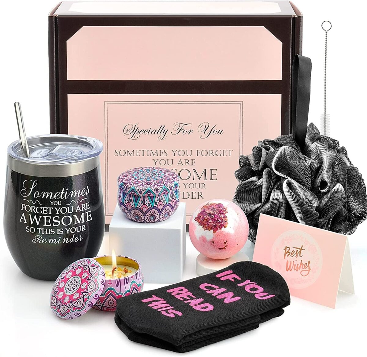 "Ultimate Birthday and Christmas Gift Set: Stunning Rosegold Stainless Steel Box with Unique and Funny Gifts for Women - Perfect for Friends, Sisters, Girlfriends, and Moms!"