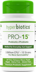 Hyperbiotics Pro 15 Vegan Probiotic Supplement | Time Release Pearls | 15 Diverse Strains | Probiotics for Women and Men | Digestive and Immune System Health | Gluten and Dairy Free | 60 Count