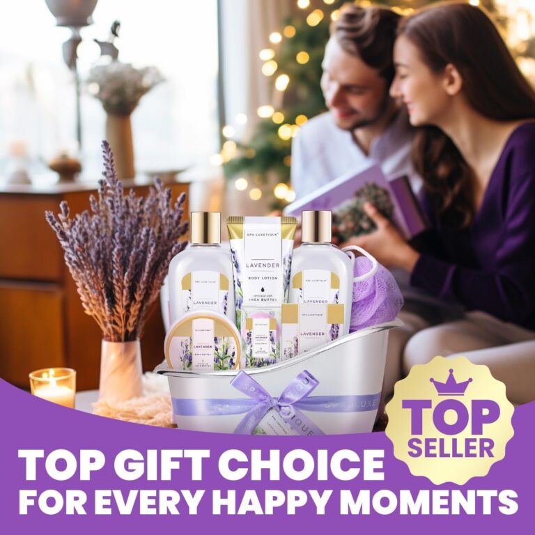 "Lavender Bliss: Luxurious Spa Gift Basket for Women - Pamper Yourself with Spa Luxetique's Lavender Bath Set, Including Bath Salt, Bubble Bath Lotion, and More! Perfect for Birthdays, Christmas, or Just Because!"