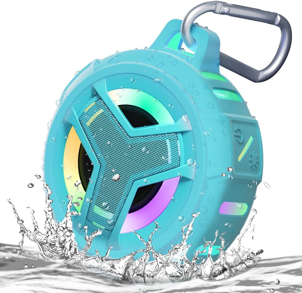 "Ultimate Waterproof Bluetooth Shower Speaker with LED Light - Portable, Floating, and True Wireless Stereo for Kayak, Beach, and Unisex Gifts - Black"