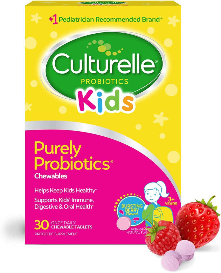 Culturelle Kids Chewable Daily Probiotic for Kids, Ages 3+, 30 Count, #1 Pediatrician-Recommended Brand, Natural Berry Flavored Daily Probiotics for Digestive Health, Oral Care & Immune Support - Free & Fast Delivery